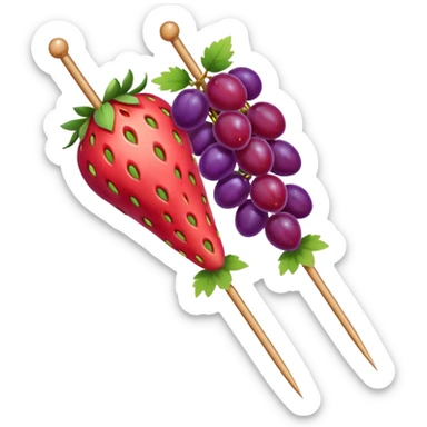 Strawberry and grape on a skewer in the pattern of singular strawberry singular grape singular strawberry singular grape sticker