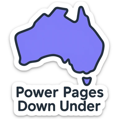 minimalist outlined icon of Australia map with thin lines, text 'Power Pages Down Under' in modern sans-serif font, color palette #403DAD, vibrant purple, #fff7ad accents, no extra icons or overlays sticker
