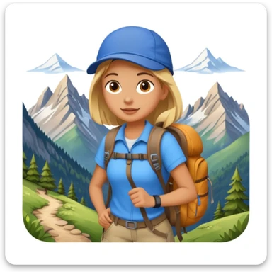 girl back packing mountains background  sticker