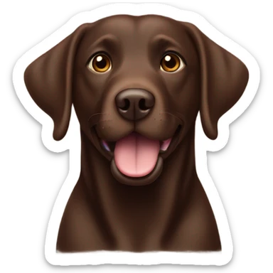 fat chocolate brown lab with brown eyes and mouth open sticker