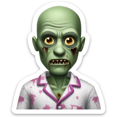 A zombie in pajamas sticker