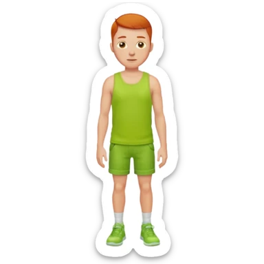 full silhouette of a redhead man with a buzzcut, wearing a lime tanktop and shorts sticker