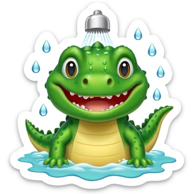 Cute crocodile is showing under the shower like game Where's my water sticker