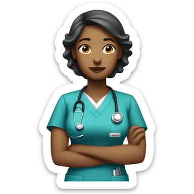 Nurse with sadness sticker