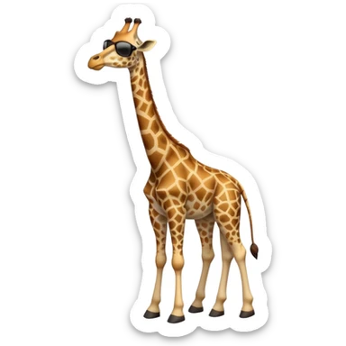 friendly anthropomorphised giraffe in casual clothing, wearing dark sunglasses, walking upright in standard pose sticker