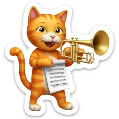 Orange cat playing trombone sticker