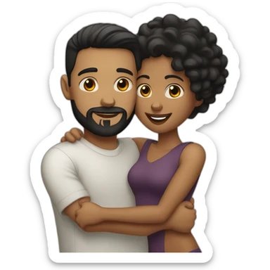 White-man-with-a-smooth-black-hair-cut-fade-and-a-black-beard-hugging-a-black-woman-with-long-brown-waved-hair sticker