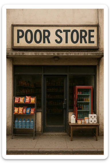 Convenience store named poor store and more sticker