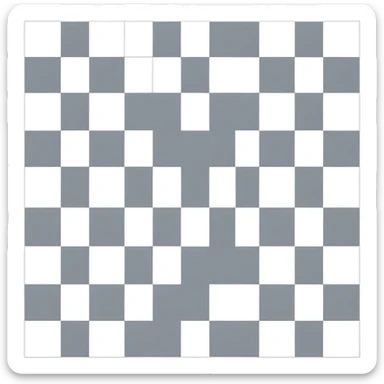 Gray and white checkered pattern, 8x8 grid, minimalist design, flat colors sticker