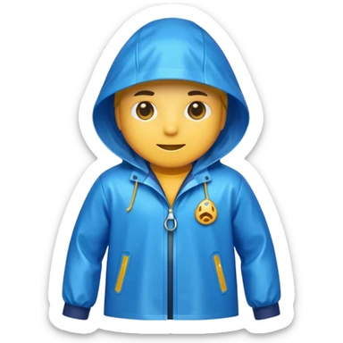blue raincoat, just rain coat, negative: character. sticker