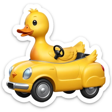 Yellow duck driving car sticker