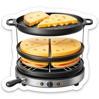 raclette grill with cheese tray, compact sticker