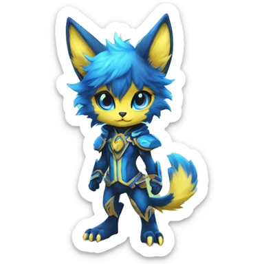 Anthro-Edgy-Cool-Blue-Yellow-Contrast-Colors-Fantasy-Fur-Sona-Chibi-Shiny-Fakémon-Hybrid full body sticker