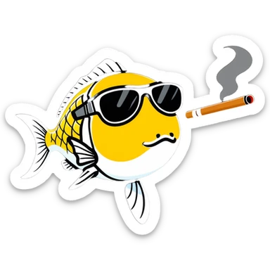 Fish smoking a blunt with sunglasses  sticker