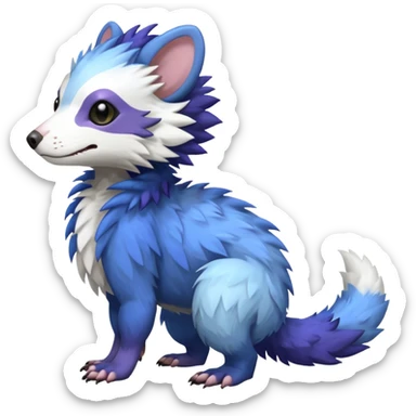 Trico-Sergal-Ferret-Vernid-fusion-Fakemon-animal-hybrid-creature, full body sticker