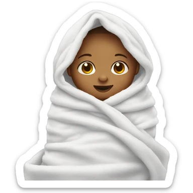 a baby wrapped in a towel sticker