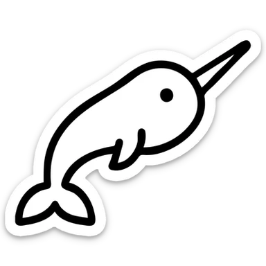 narwhal icon, clean and simple, minimal details, bold lines, modern icon style sticker
