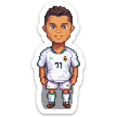 Cristiano Ronaldo, famous footballer, pixel art style sticker