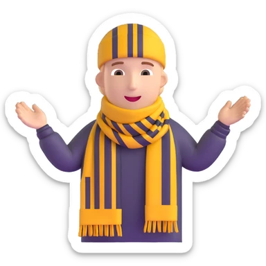 football fan cheering with a scarf sticker