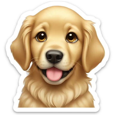Cute puppy golden retriever with Christmas bow around neck sticker