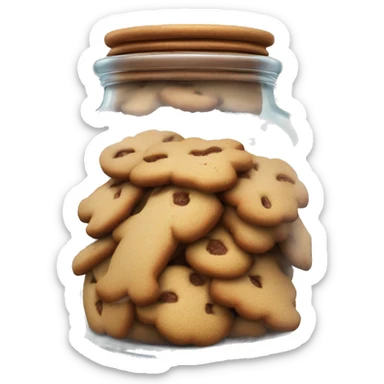 Realistic glass cookie jar full of gingerbread cookies isolated.  sticker