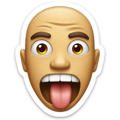 angry man sticking out his tongue sticker