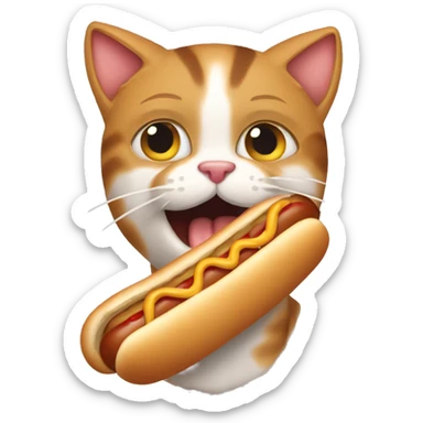 Cat eating a hotdog sticker