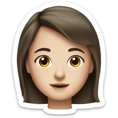 brunette white girl with freckles and bangs sticker