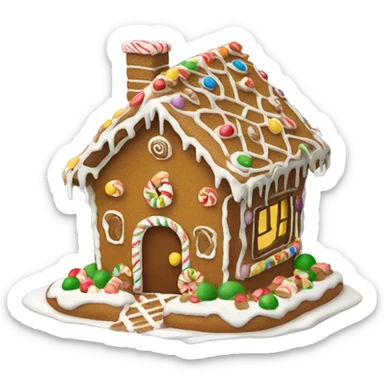 Create a gingerbread house with icing  sticker
