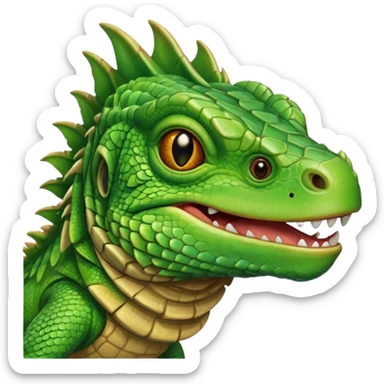 iguana's face with a happy face sticker