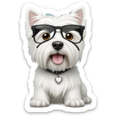 west highland white terrier with black glasses sticker