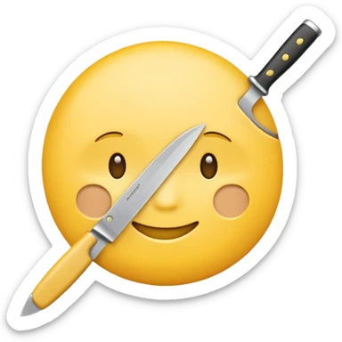 slitting my wrist normal round yellow emoji like traditional original emojis before the people ones with a knife sticker
