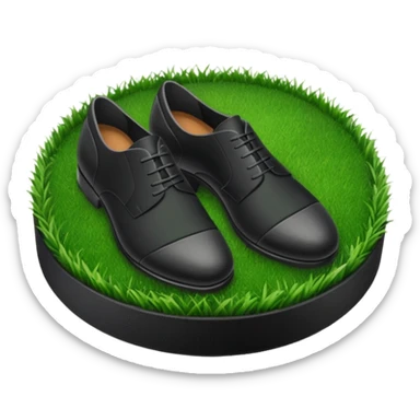 Black suit shoes circular patch of football grass sticker