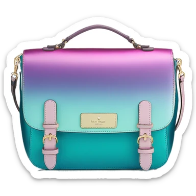 Realistic isolated blue ,teal ,pink , and purple metallic ombre kate spade satchel purse.  sticker