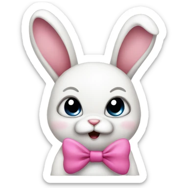 Angry cute bunny with pink bow sticker