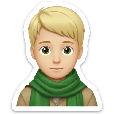 blonde hair boy, green scarf sticker