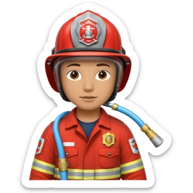 Bombeiro segurando mangueira sticker