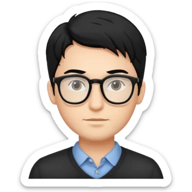 handsome male with black hair and glasess sticker