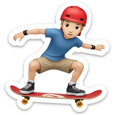 skater with skateboard and red helmet sticker
