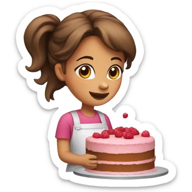 Girl making a cake sticker