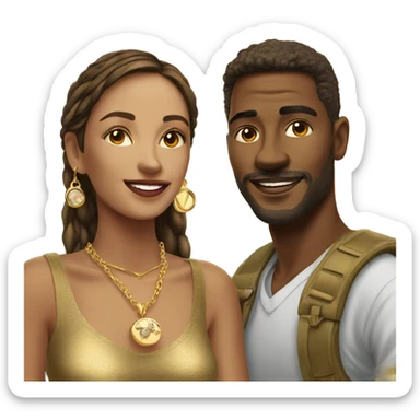 outdoor couple portrait in nature Juwelier in Gold sticker