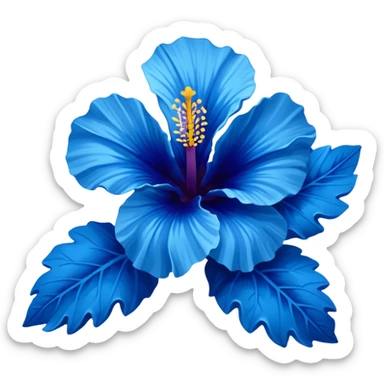 blue hibiscus flower with shades of blue  sticker