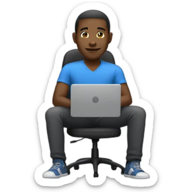 Black man Sitting in front of a pc sticker