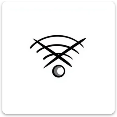 hand-drawn sketch of wifi symbol with an X or exclamation mark sticker