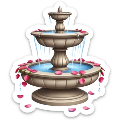 A romantic fountain with rose petals scattered around sticker