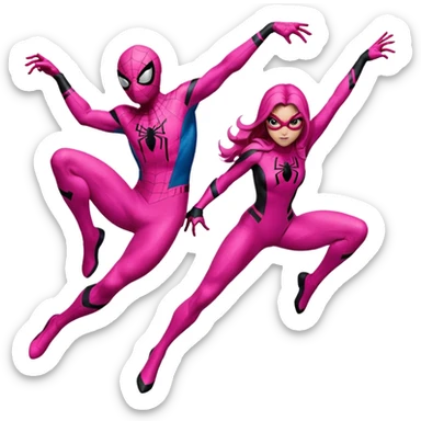spider man and spider women pink sticker