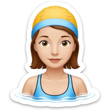 a femela swimming coach with shoulder lengt brown hair and a friendly face - a little older early 50s sticker