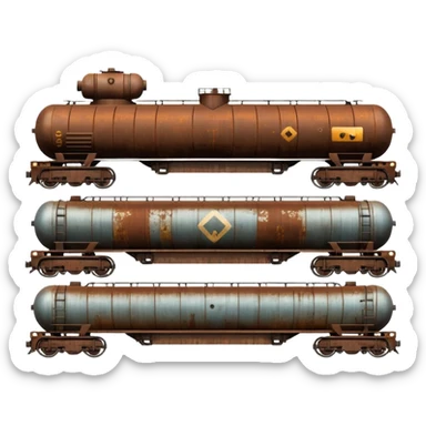 a long train with tank cars sticker