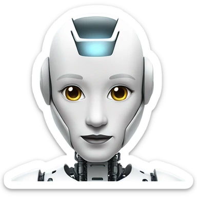 Humanoid robot wearing a white cybernetic suit sticker