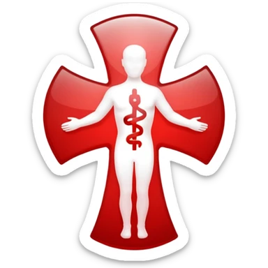 medical cross with a moving figure inside sticker